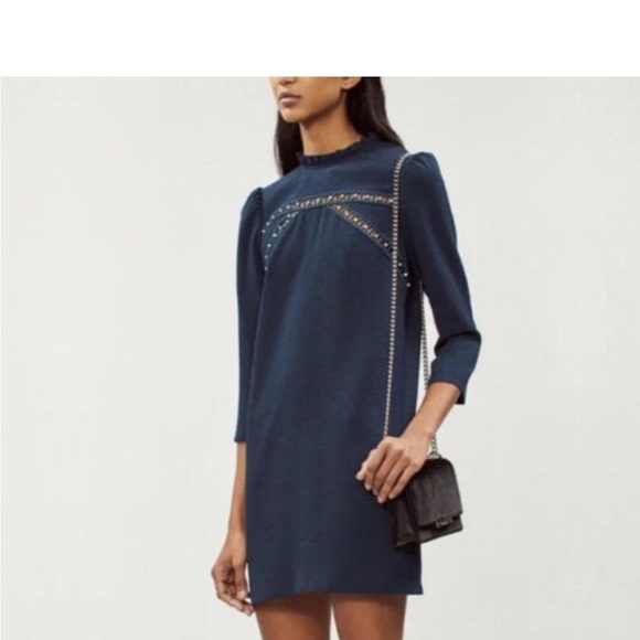 SANDRO Hugo Faux Pearl Embellished Dress--NWOT - Picture 3 of 7